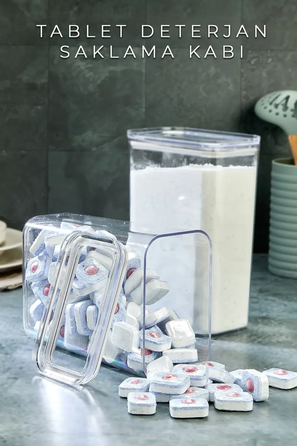 Tablet Deterjan Kristal Saklama Kabı, 3000ml Hacim, Hava Geçirmez