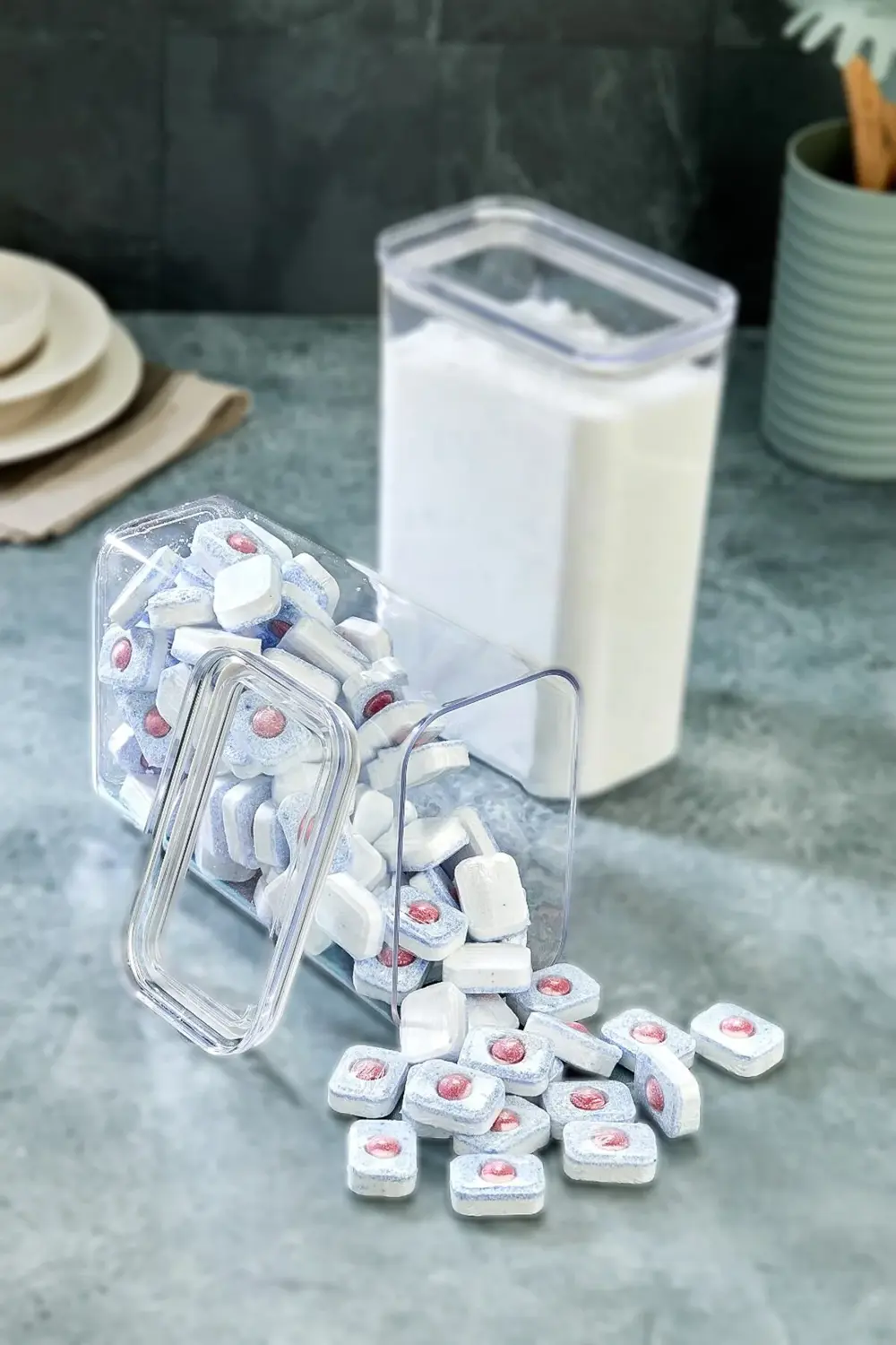 Tablet Deterjan Kristal Saklama Kabı, 3000ml Hacim, Hava Geçirmez