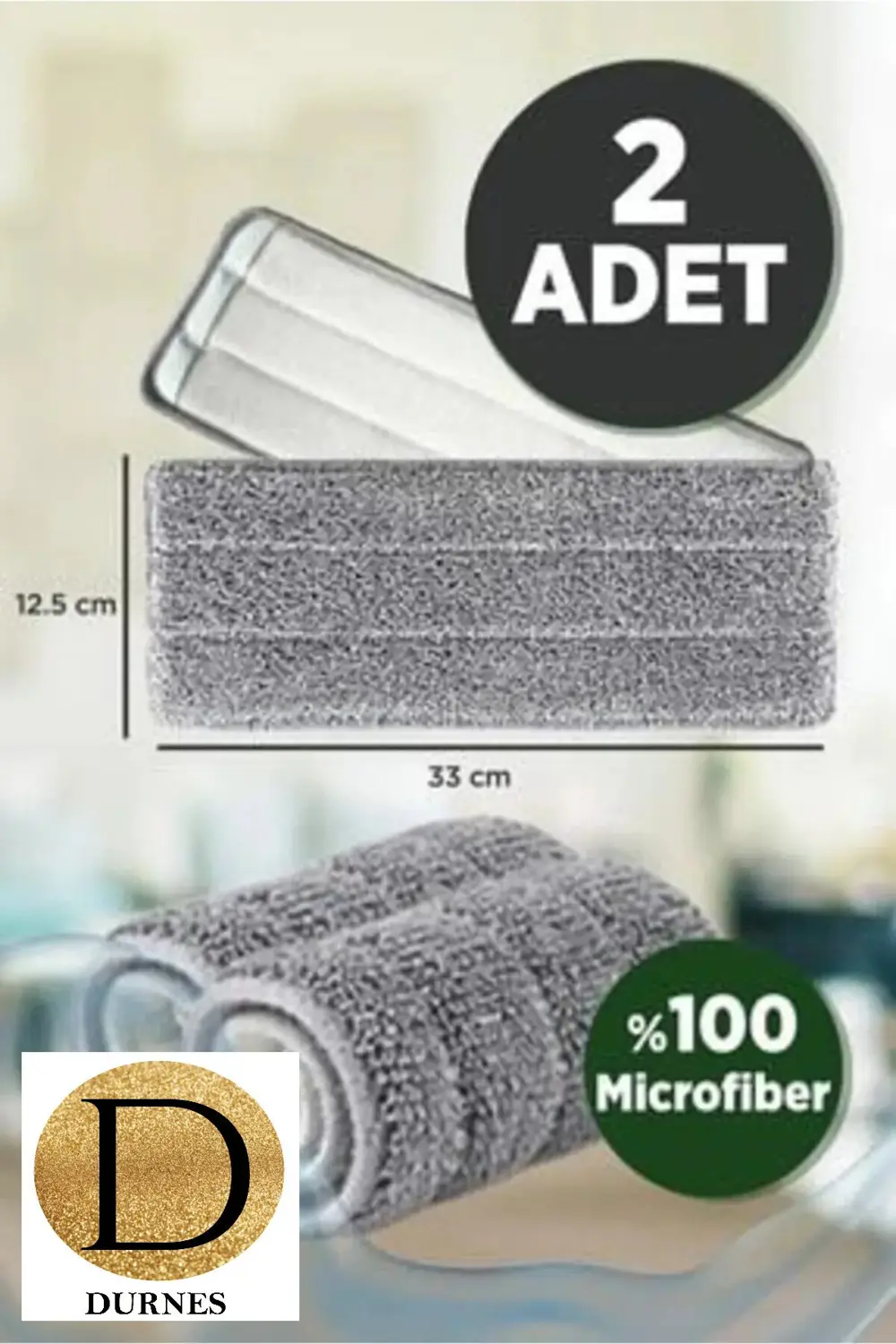 Tablet Mop Microfiber Yedek Bez 2 Adet - 33 X 12,5 Cm