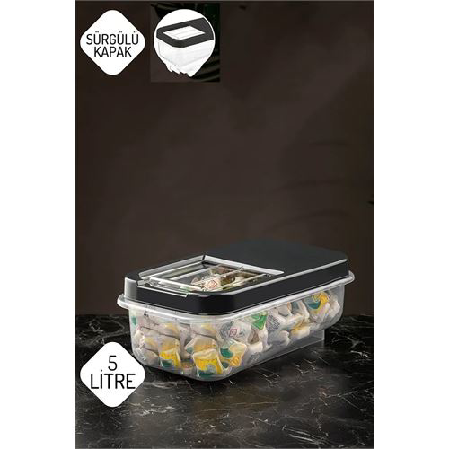 Tablet ve Deterjan Saklama Kutusu 5 lt Antrasit Tablet ve Deterjan Saklama Kutusu 5 lt Antrasit