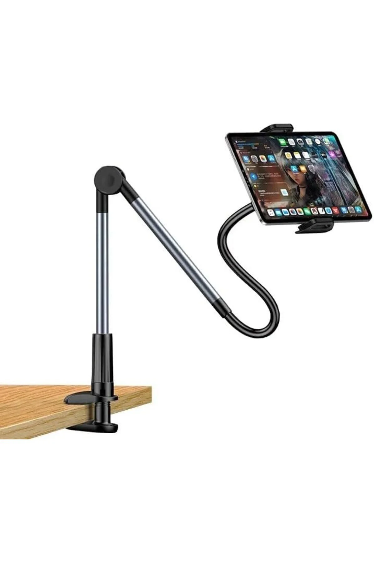 Tablet ve Telefon Tutucu Masa Kıskaçlı Stand 360° Dönebilen Ayarl