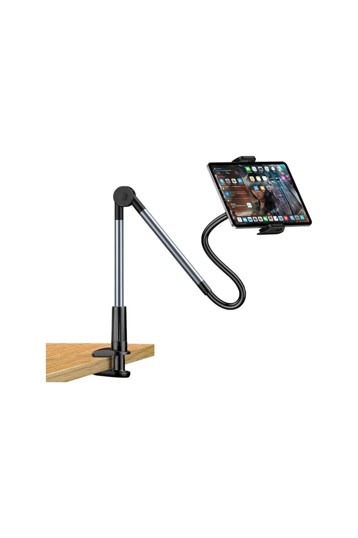 Tablet ve Telefon Tutucu Masa Standı 360° Döner Ayarlanabilir Metal Kollu 4.7-12.9 İnç Uyumlu Tablet ve Telefon Tutucu Masa Standı 360° Döner Ayarlanabilir Metal Kollu 4.7-12.9 İnç Uyumlu