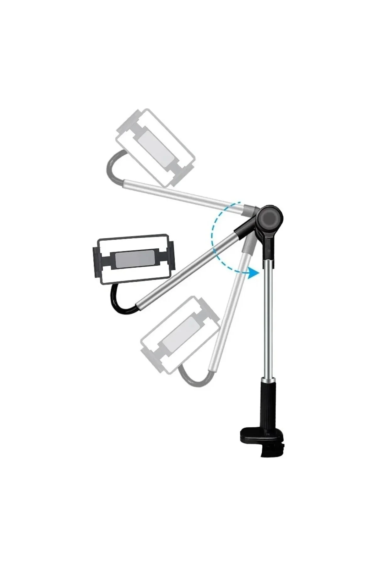 Tablet ve Telefon Tutucu Masa Standı 360° Döner Ayarlanabilir Metal Kollu 4.7-12.9 İnç Uyumlu Tablet ve Telefon Tutucu Masa Standı 360° Döner Ayarlanabilir Metal Kollu 4.7-12.9 İnç Uyumlu