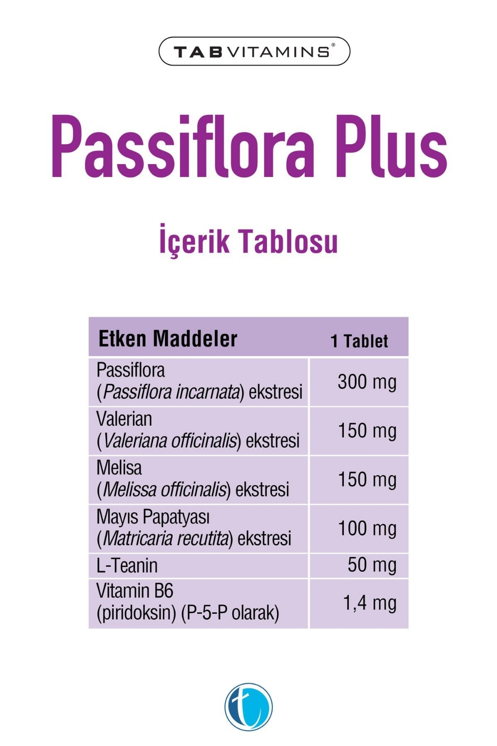 Tab İlaç Tabvitamins Passiflora Plus 30 Tablet Tab İlaç Tabvitamins Passiflora Plus 30 Tablet