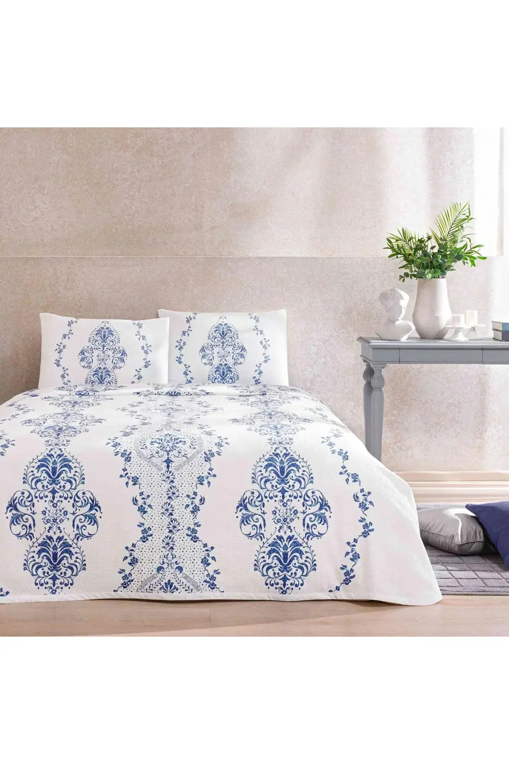 TAÇ - Carmen Mavi Çift Kişilik Pamuklu Pike Takımı