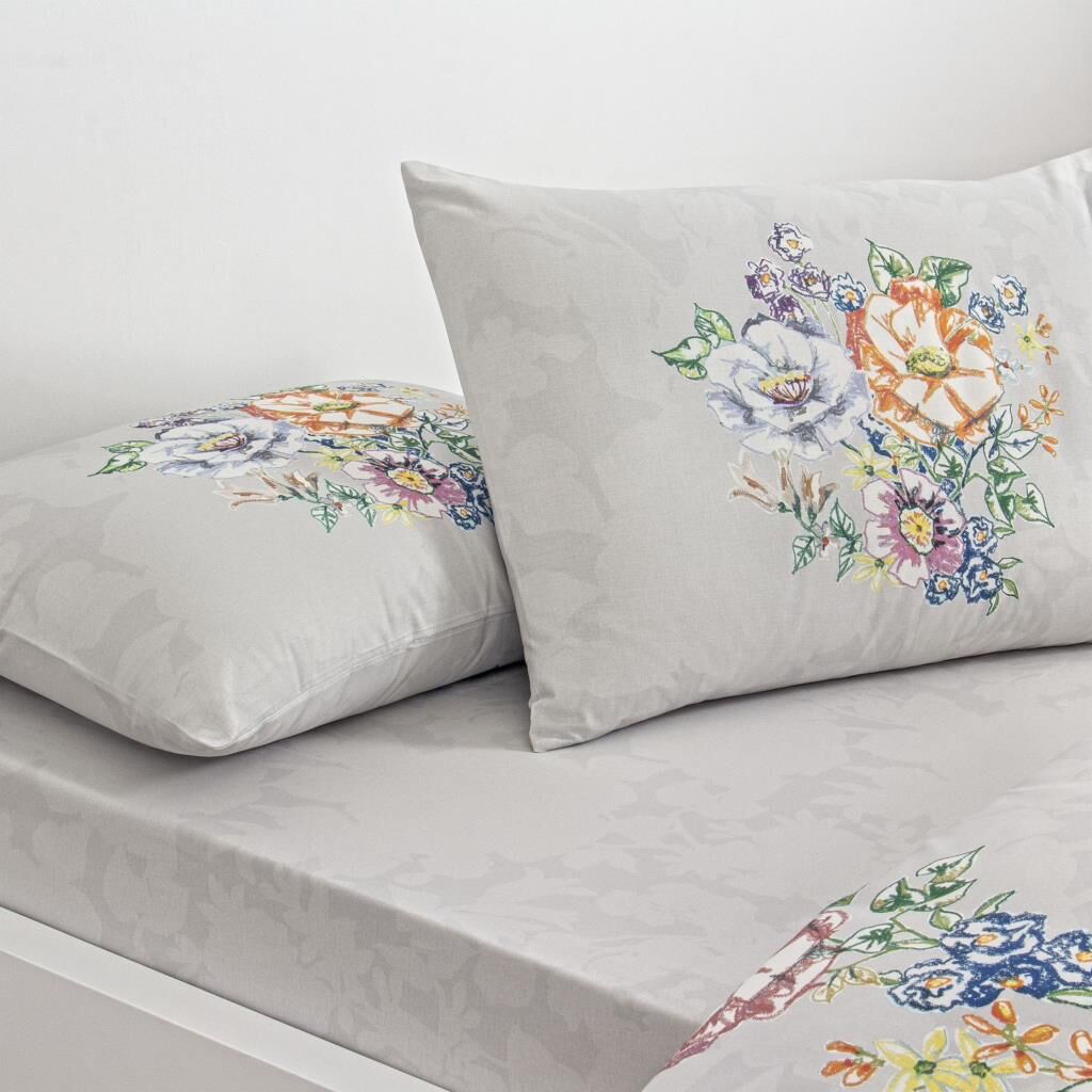 Taç Çift Kişilik Ranforce Nevresim Takımı Fiora Gri