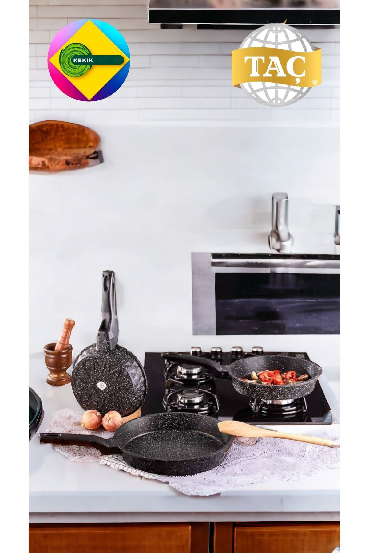 Taç Döküm Granit Viva 3'Lü Tava Seti