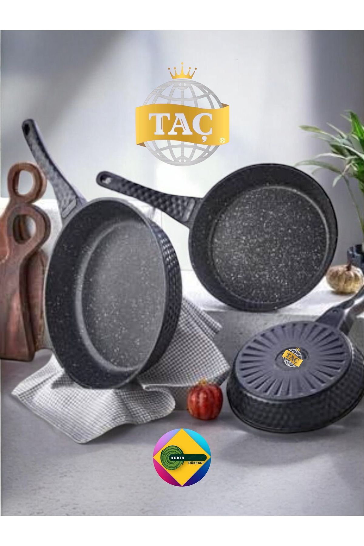 Taç Döküm Granit Triton 3'Lü Tava Seti