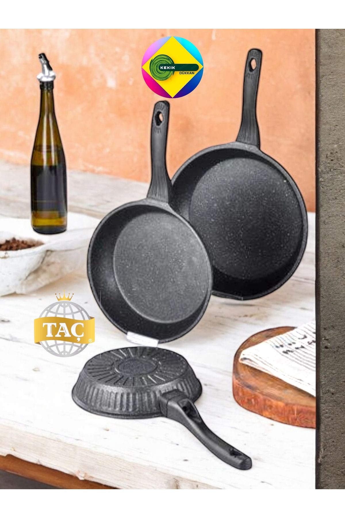 Taç Döküm Granit Triton 3'Lü Tava Seti