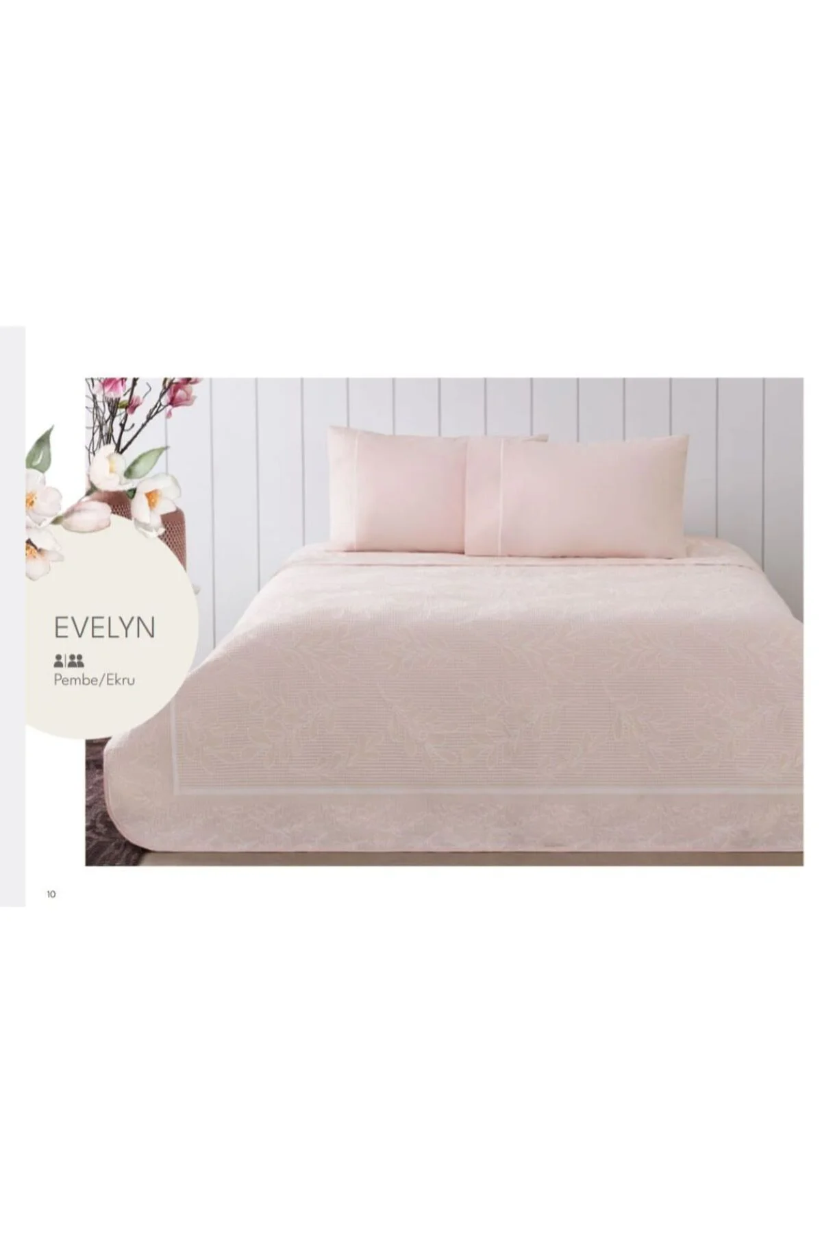 TAÇ JAKAR ÇİFT KİŞİLİK PİKE TAKIMI EVELYN PEMBE