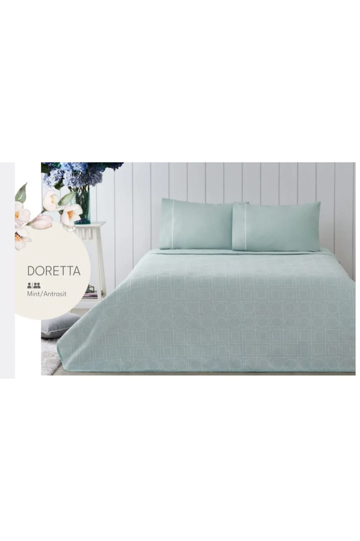 TAÇ JAKAR ÇİFT KİŞİLİK PİKE TAKIMI DORETTA MİNT