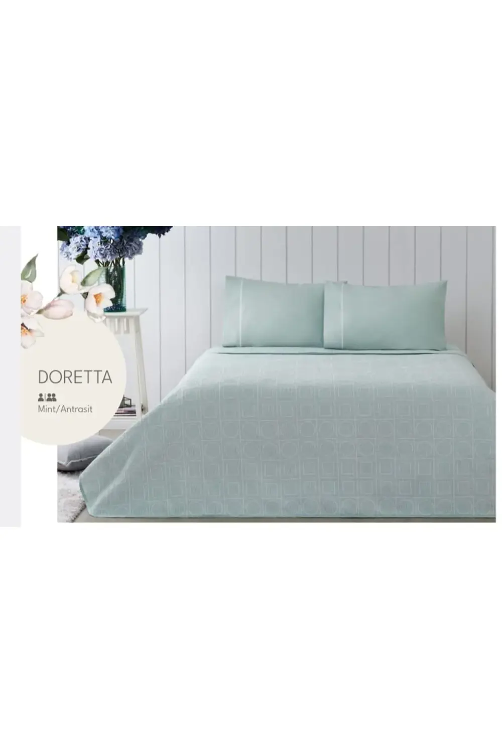 TAÇ JAKAR ÇİFT KİŞİLİK PİKE TAKIMI DORETTA MİNT