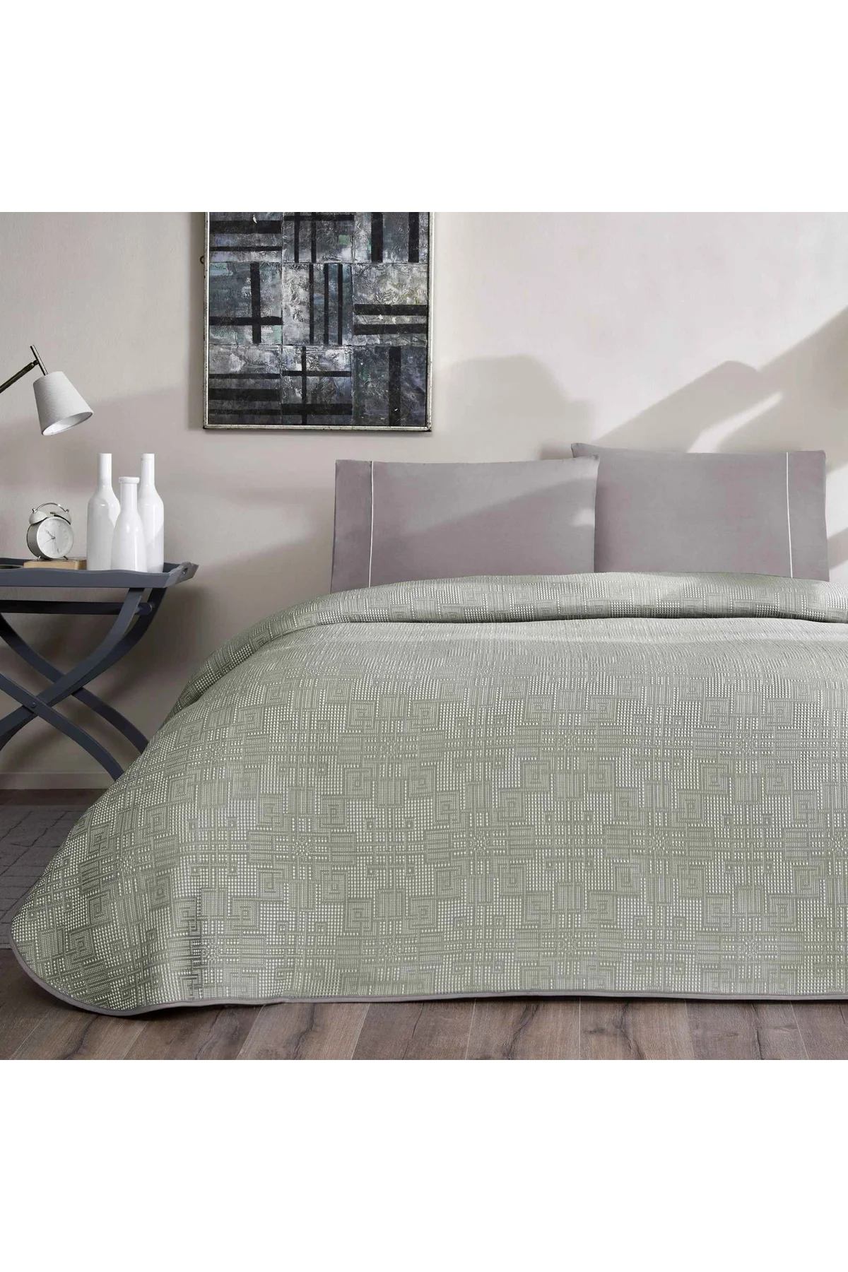 Taç Jakar Vıgnes Çift Kişilik Pike Takımı Antrasit