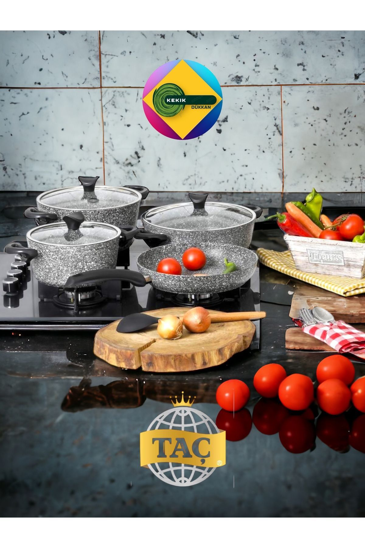 Taç Master Cook 7 Parça Granit Tencere Set