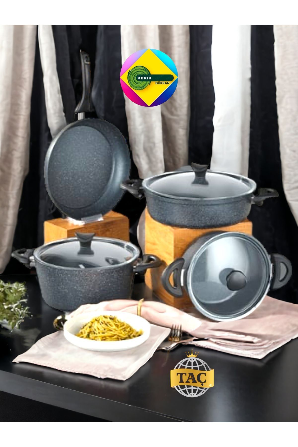 Taç Master Cook 7 Parça Granit Tencere Set