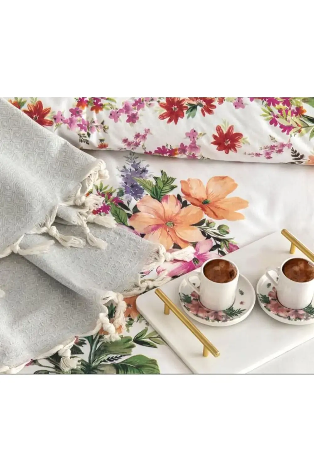 TAÇ THROWLU RANFORCE ÇİFT KİŞİLİK NEVRESİM TAKIMI PETUNİA PEMBE (