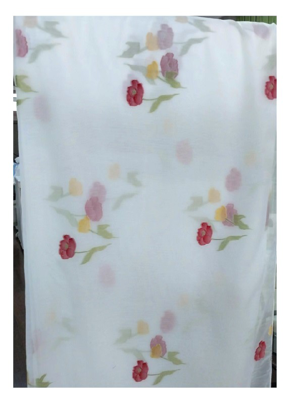 Taç  Tül Perde-Çicek Desenli