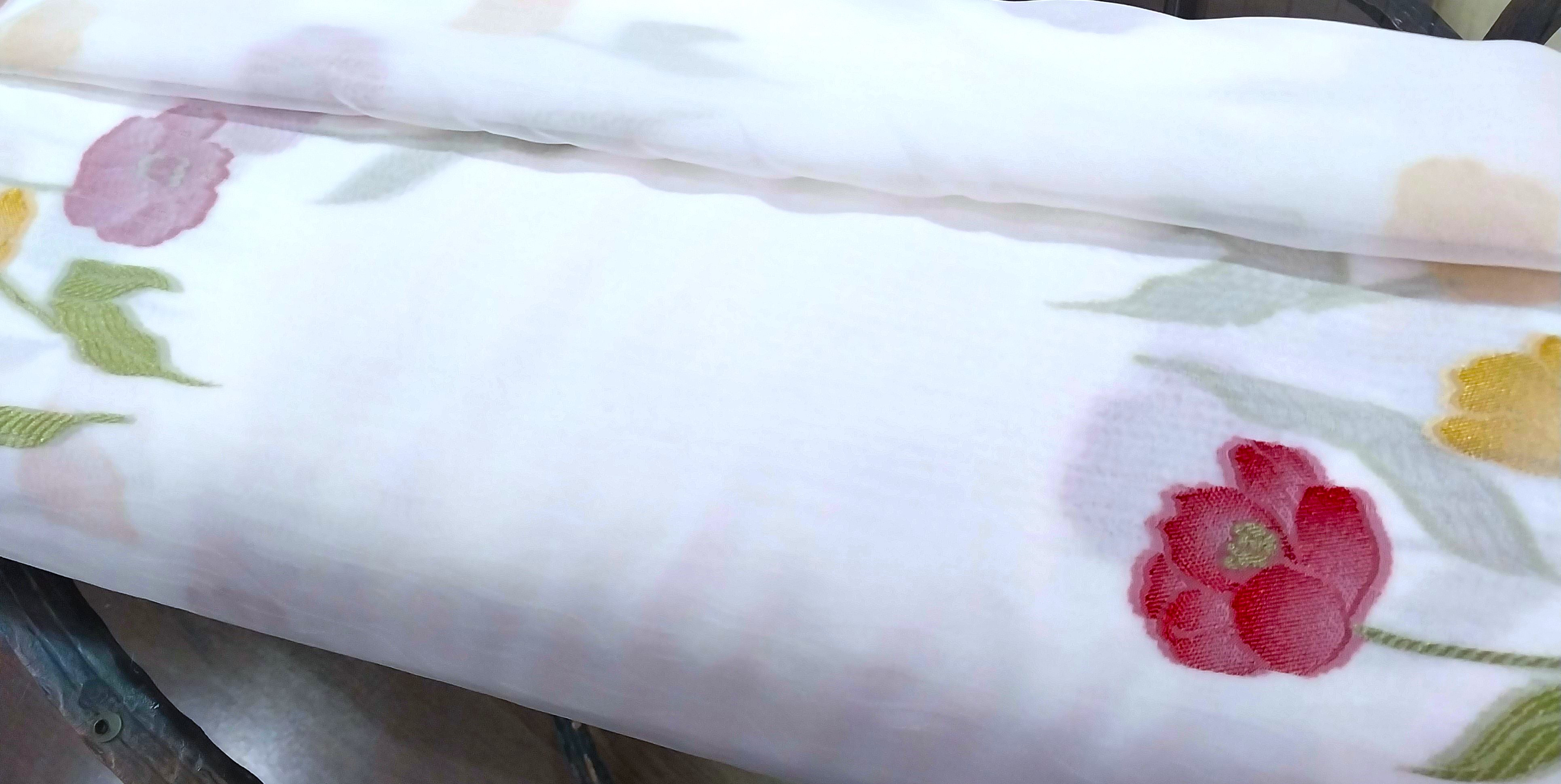 Taç  Tül Perde-Çicek Desenli