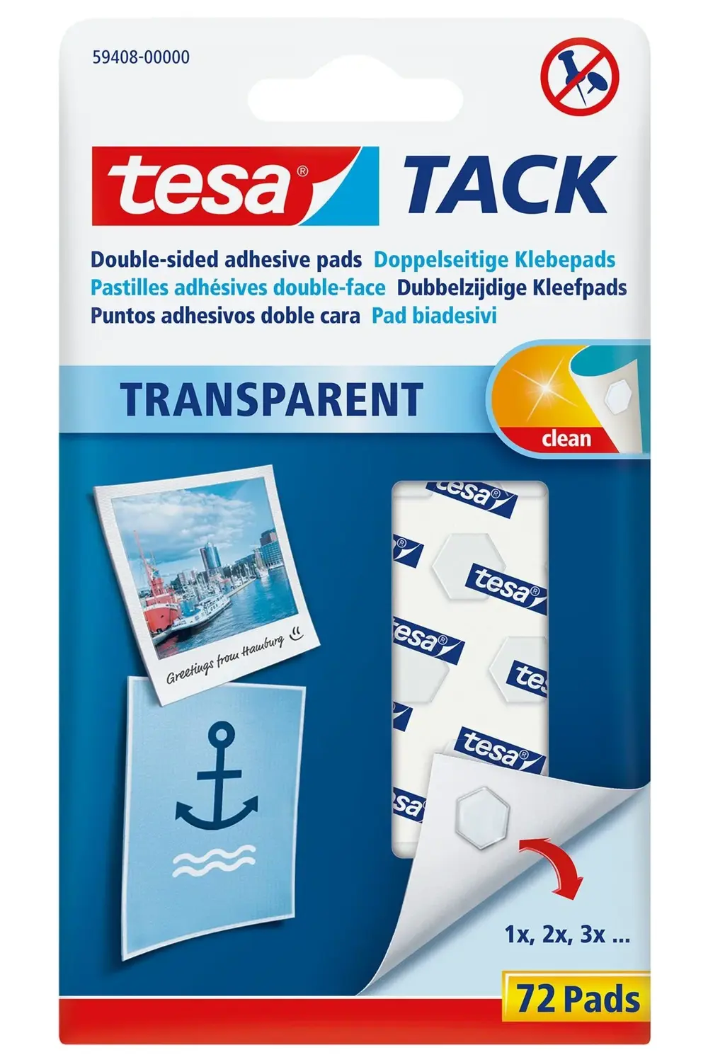 TACK, Kendinden Yapışkanlı,Tekrar kullanılabilir Pedler, Şeffaf,