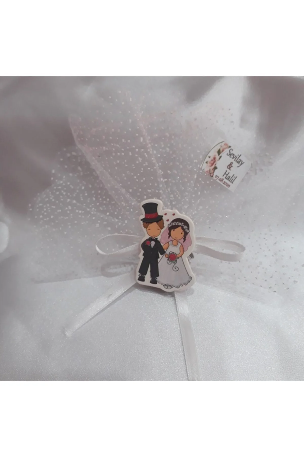 Taçlı Gelin Damatlı Karton Nikah Şekeri 50 Li