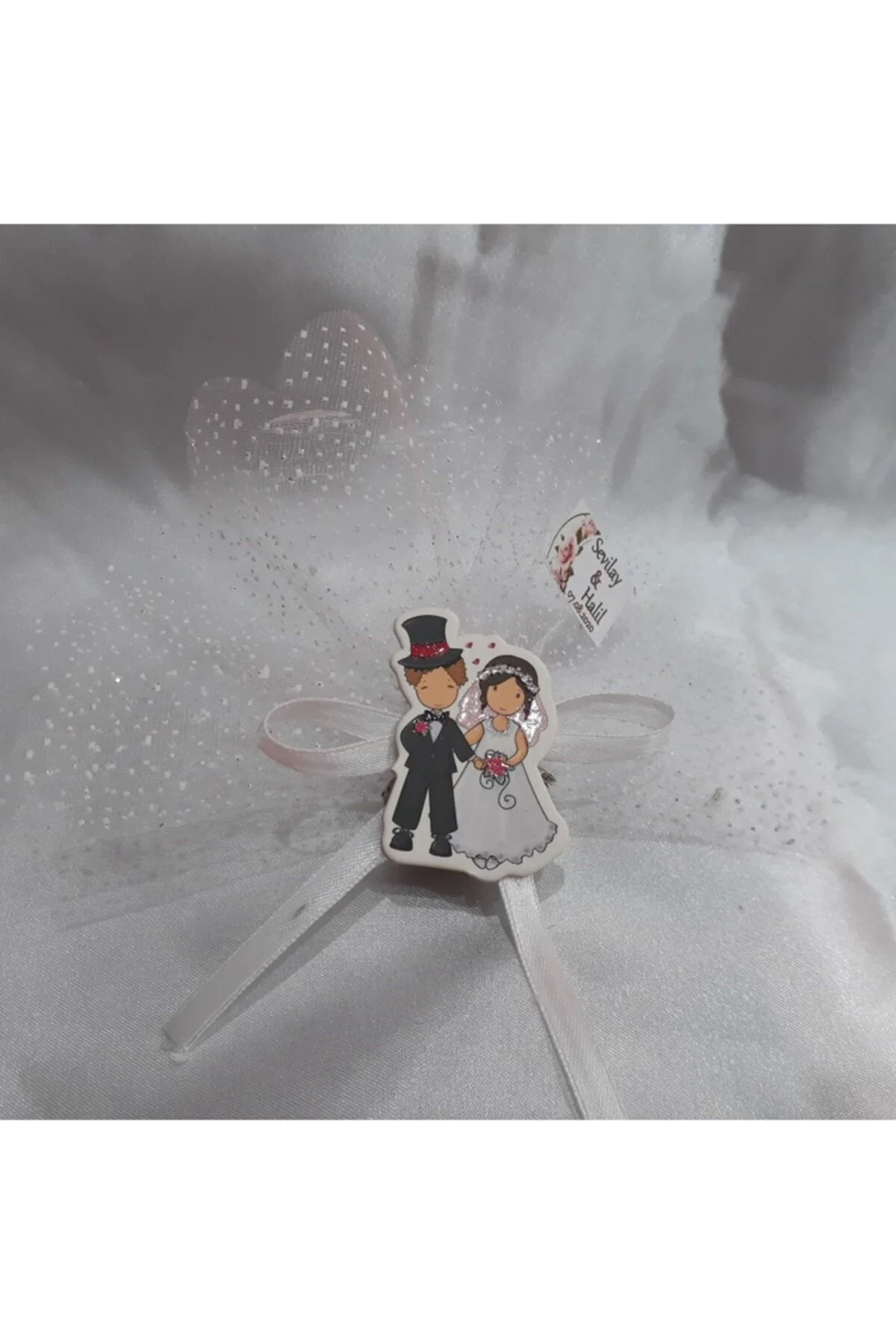 Taçlı Gelin Damatlı Karton Nikah Şekeri 30 Lu