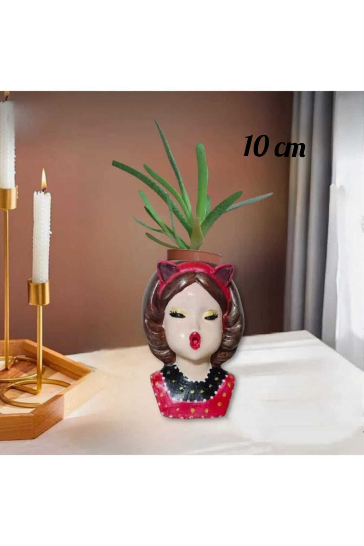 Dodemert Home Taçlı Kız Bebek Beton Saksı & Mumluk Dekoratif