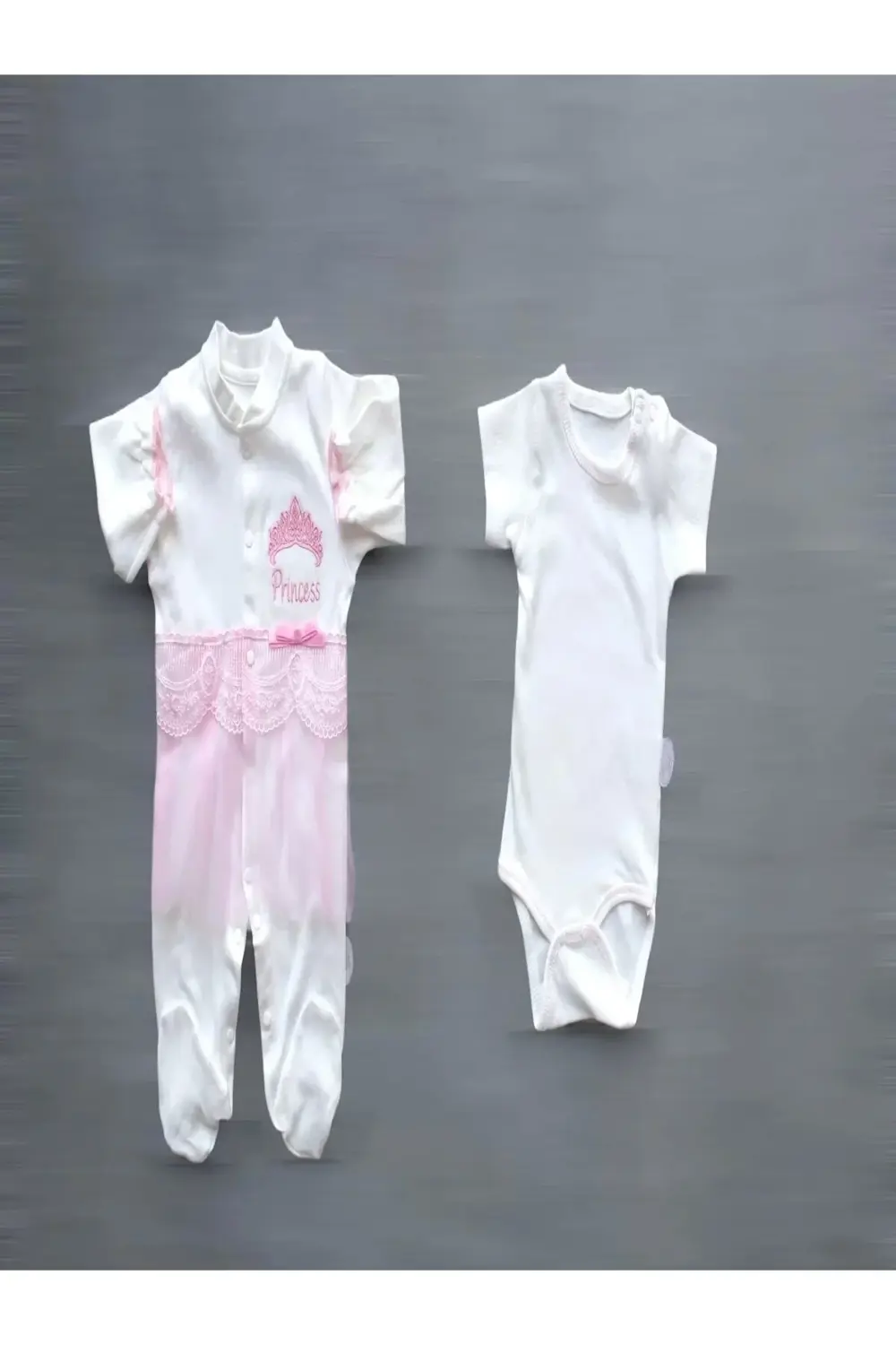 Taçlı Prensesim Nakışlı 10lu Zıbın Takımı Hastane Çıkışı Pembe