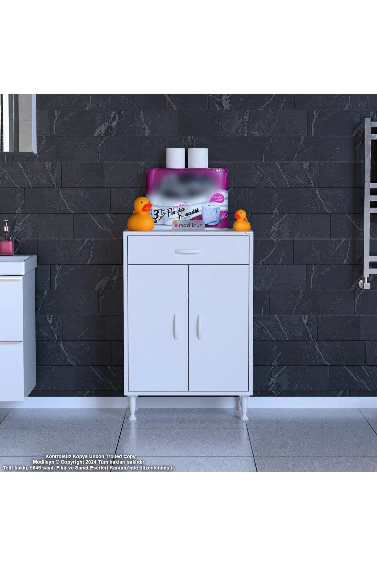 Taha 60 cm 3 Bölmeli Beyaz Çok Amaçlı Dolap 2 Raflı Banyo Mutfak Taha 60 cm 3 Bölmeli Beyaz Çok Amaçlı Dolap 2 Raflı Banyo Mutfak