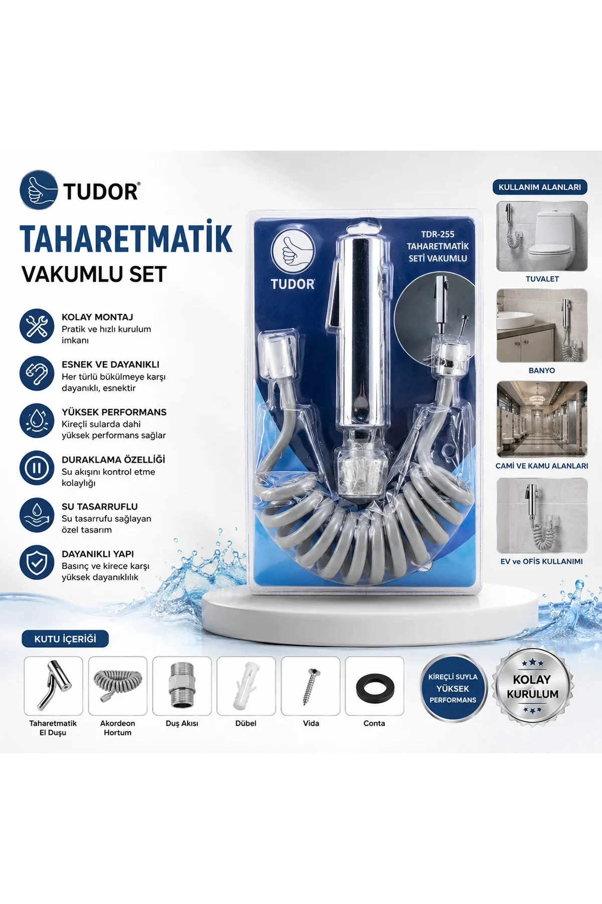 Taharetmatik El Duşu Seti Krom (Hortum, Mafsal, Vakumlu) Taharetmatik El Duşu Seti Krom (Hortum, Mafsal, Vakumlu)
