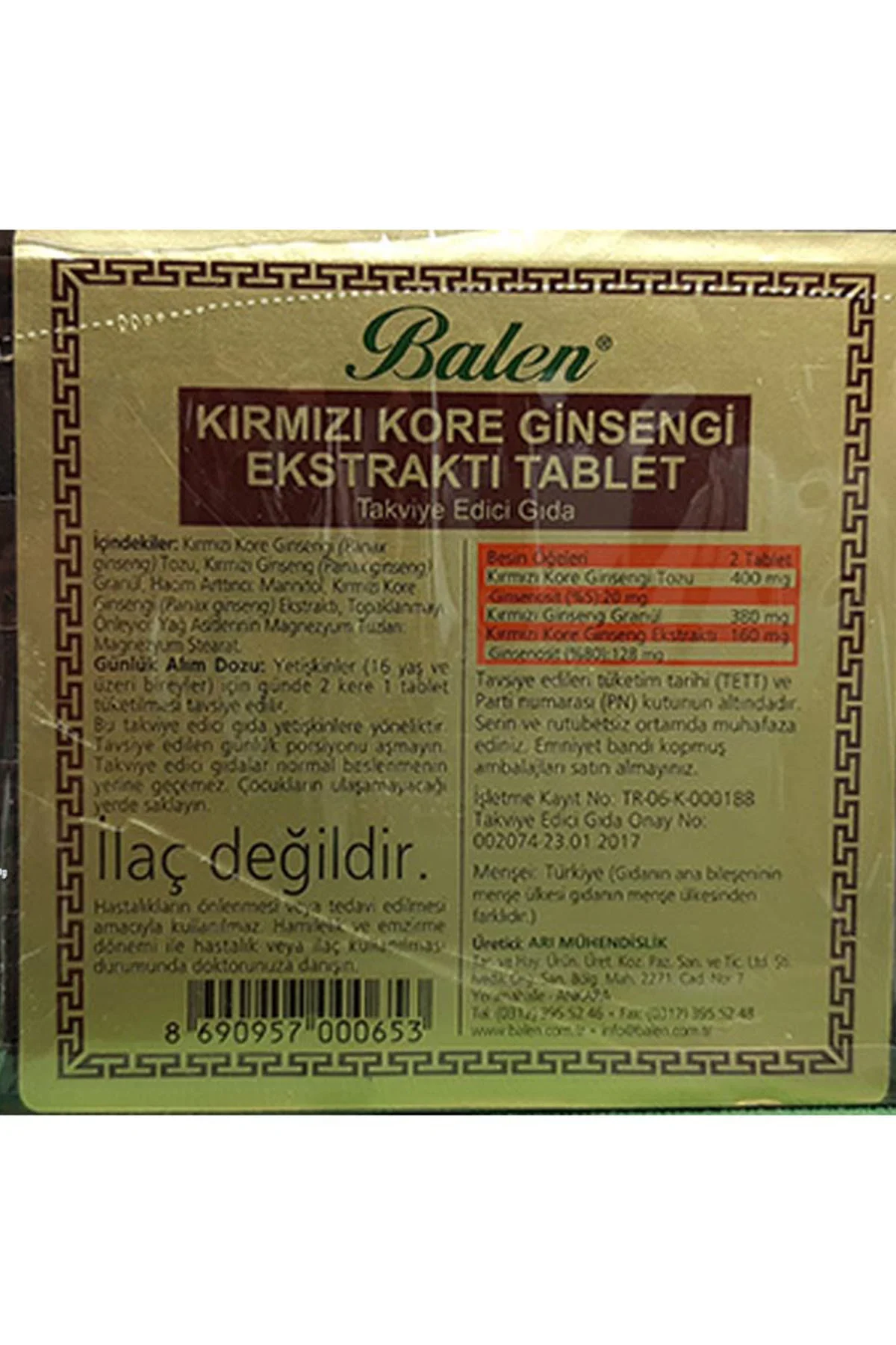 Tahta Kutu Kırmızı Kore Ginseng 600 Mg 120 Tablet 2 Adet