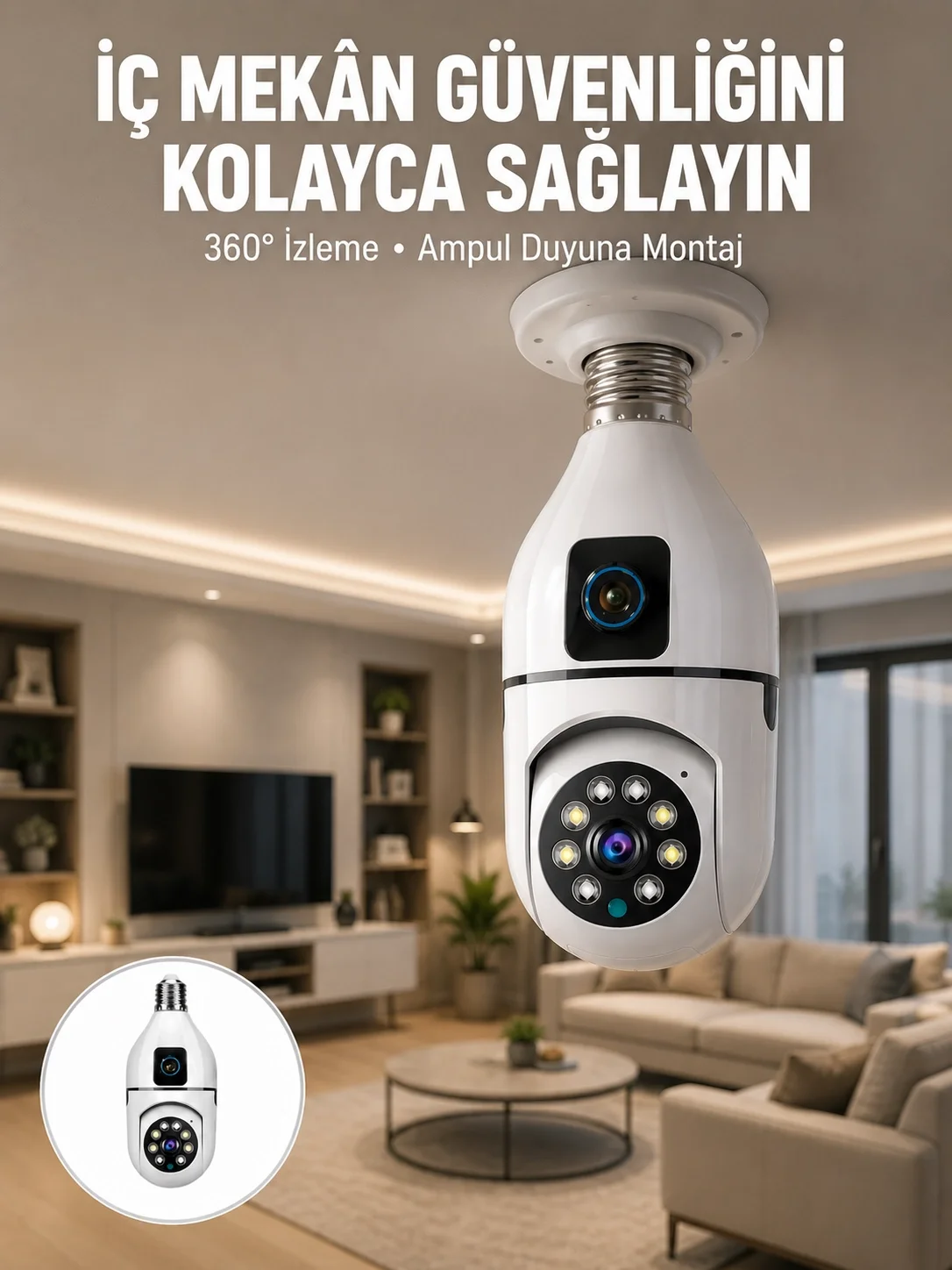 Tak Çalıştır Ampul Kamera – Full HD 1080P Kablosuz Güvenlik Çözüm