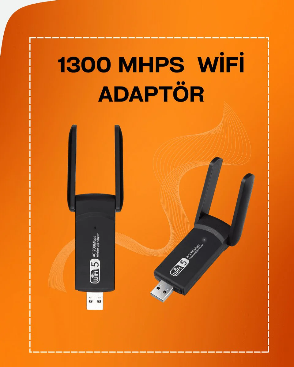 Tak-Çalıştır Çift Bant WiFi Adaptör 1200 Mbps - Hızlı ve Kesintisiz İnternet