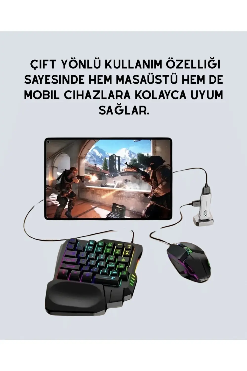 Tak-Çalıştır Mobil Oyun Ekipmanları Seti – Klavye Mouse Dahil