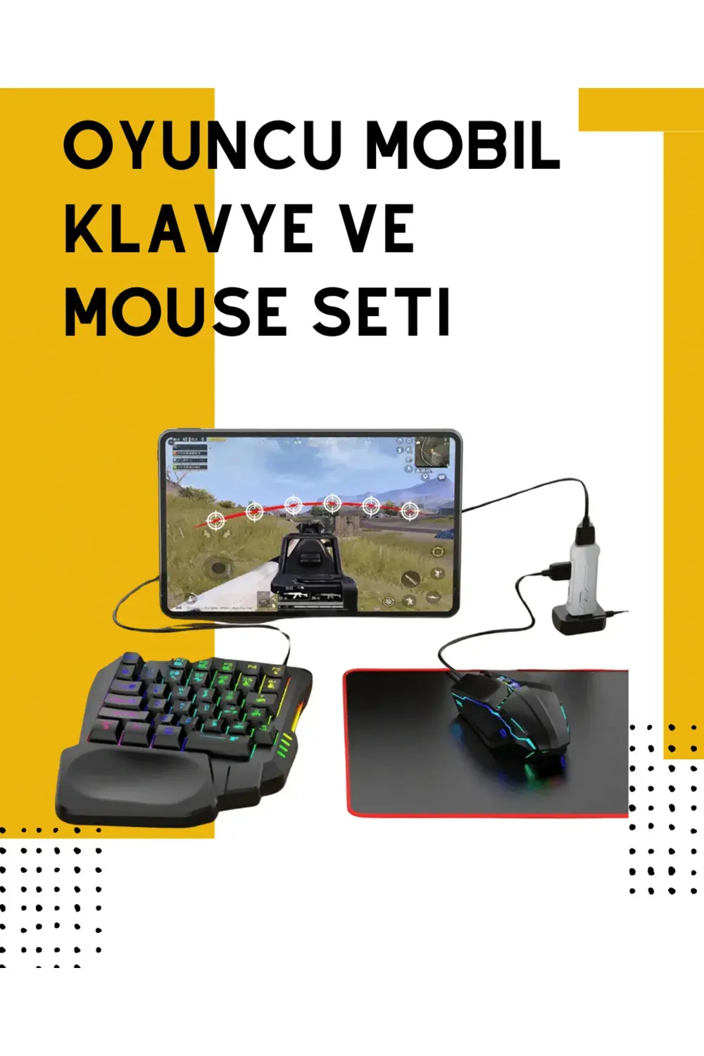 Tak-Çalıştır Mobil Oyun Ekipmanları Seti – Klavye Mouse Dahil
