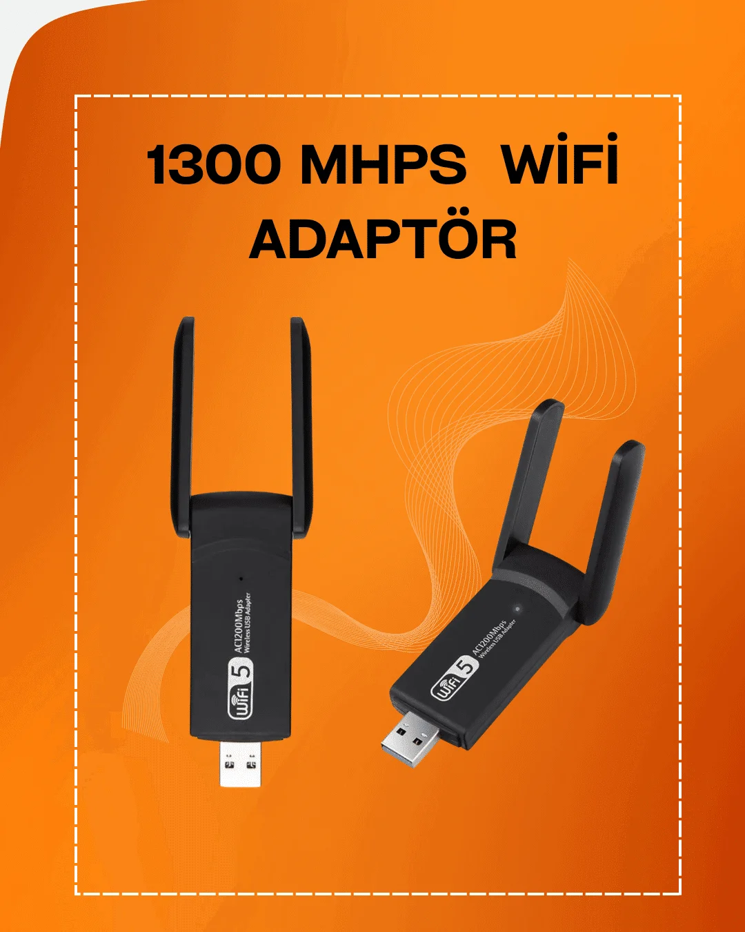 Tak-Çalıştır Özellikli Çift Bant WiFi Adaptör – 1200 Mbps