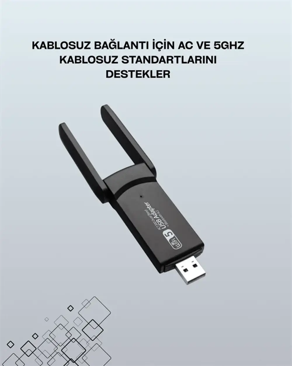 Tak-Çalıştır Özellikli Çift Bant WiFi Adaptör – 1200 Mbps