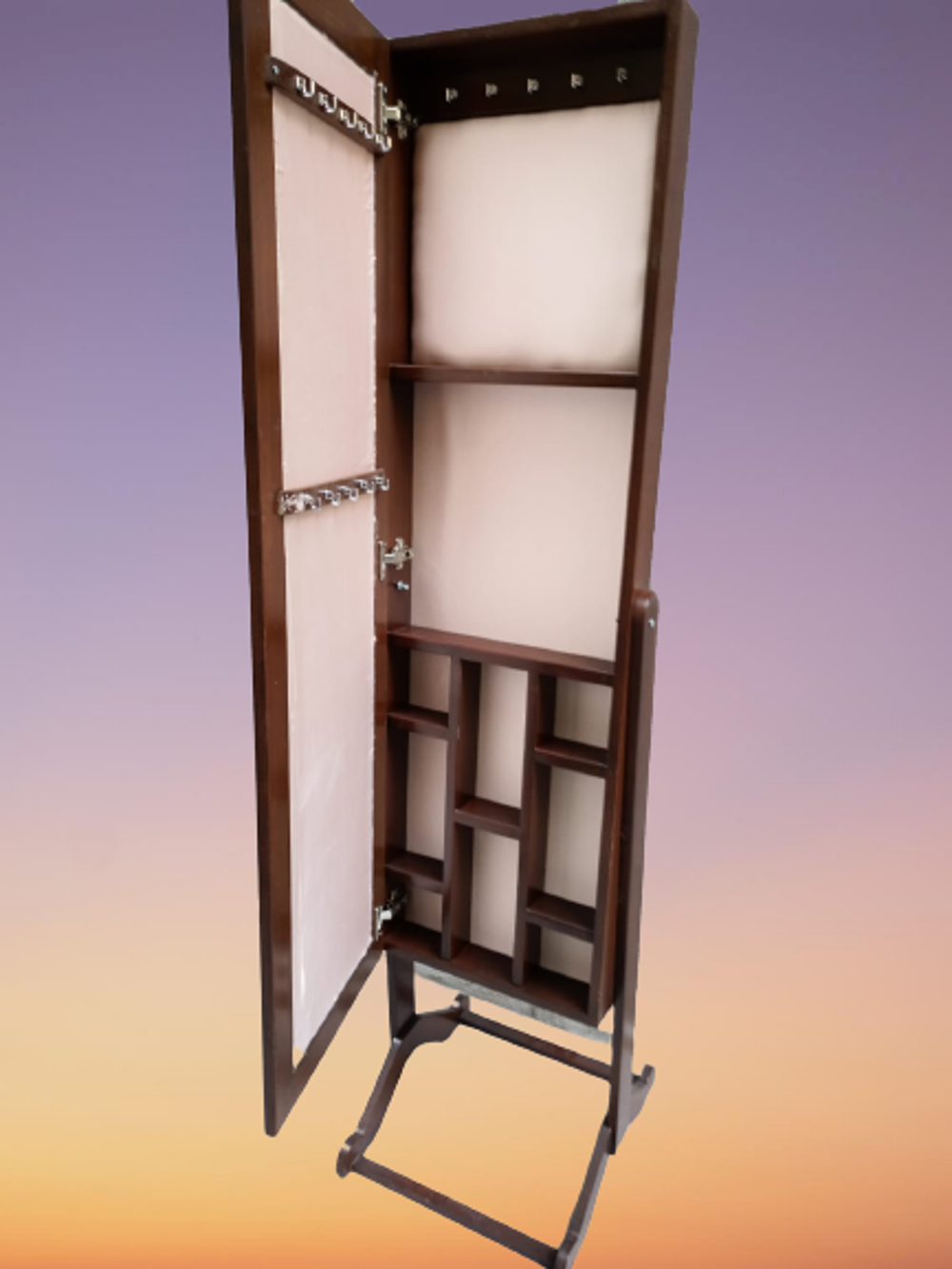 Takı 19322 Dolabı Boy Aynası Ahşap Parlak Ceviz Natüre Klasik Mob