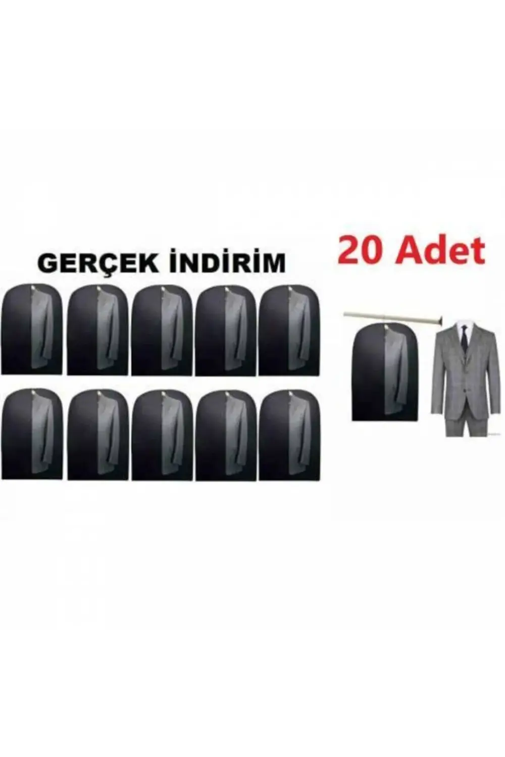 Takım Elbise Kılıfı 20 Adet Fermuarlı Koruyucu Kılıf Kıyafet Hurc