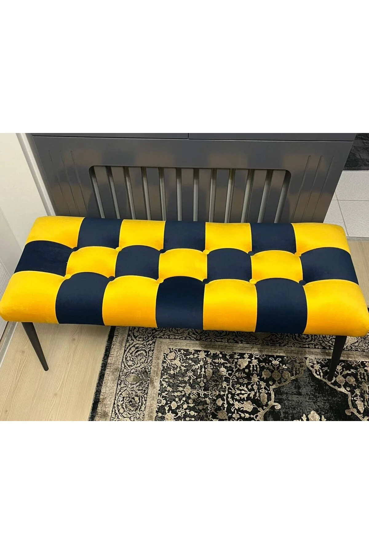 takım serisi metal ayaklı modern kanarya benç