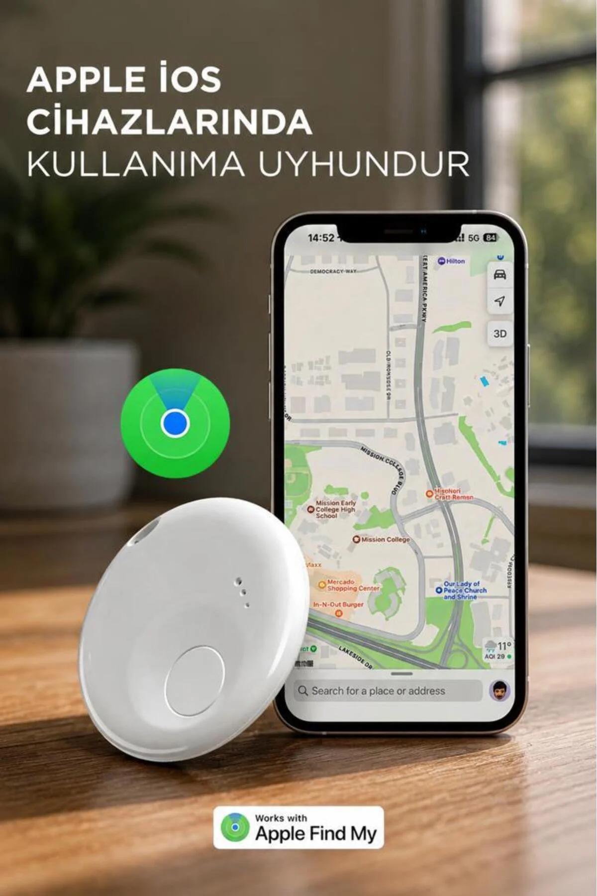 Takip Cihazı Apple Find My Uyumlu N Tag Siyah