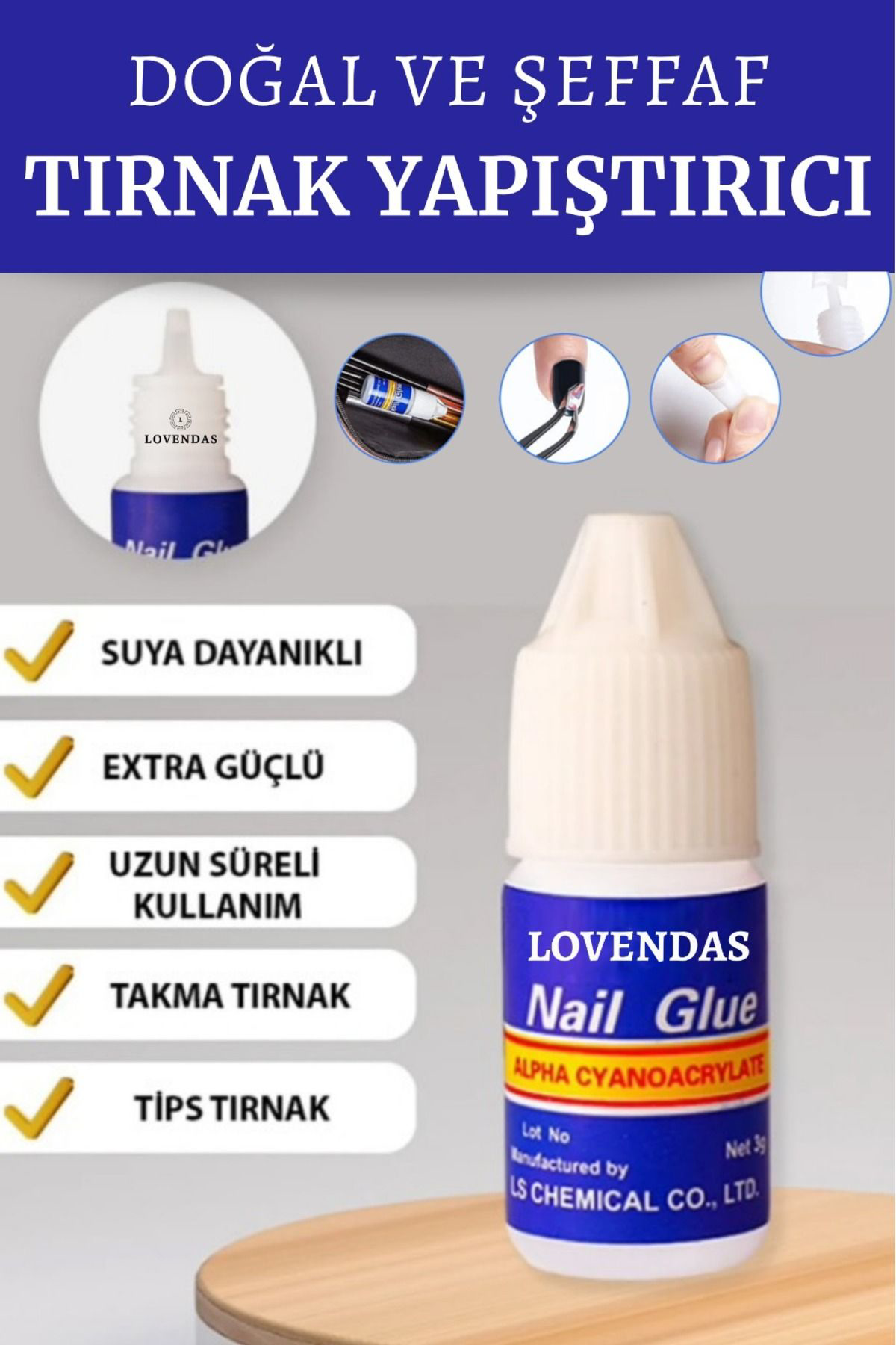 Lovendas Takma Tırnak Yapıştırıcı Suya Dayanaklı