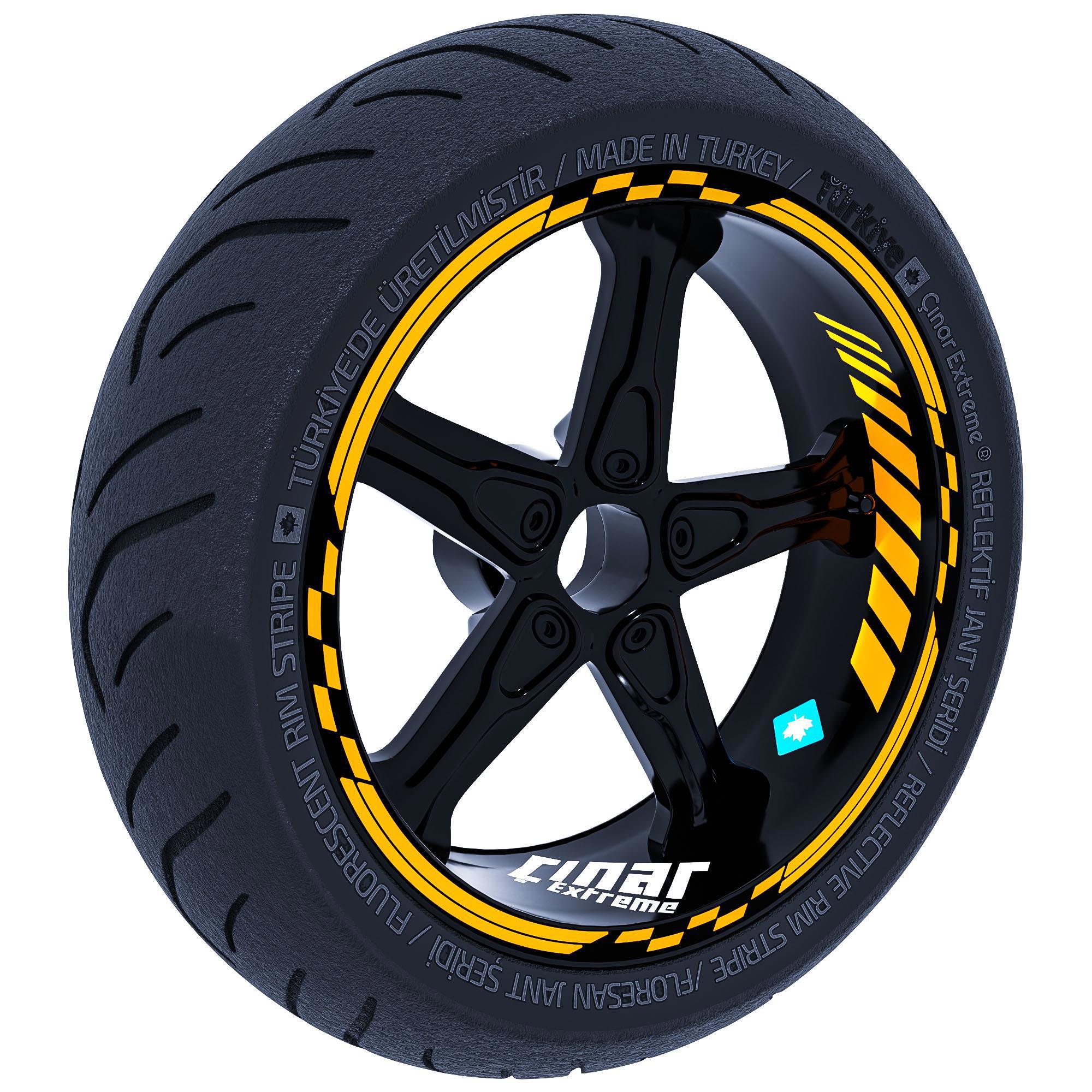 Taksi Sarısı Moto GP İç Dış Jant Şeridi Takım Sticker Çınar Extre