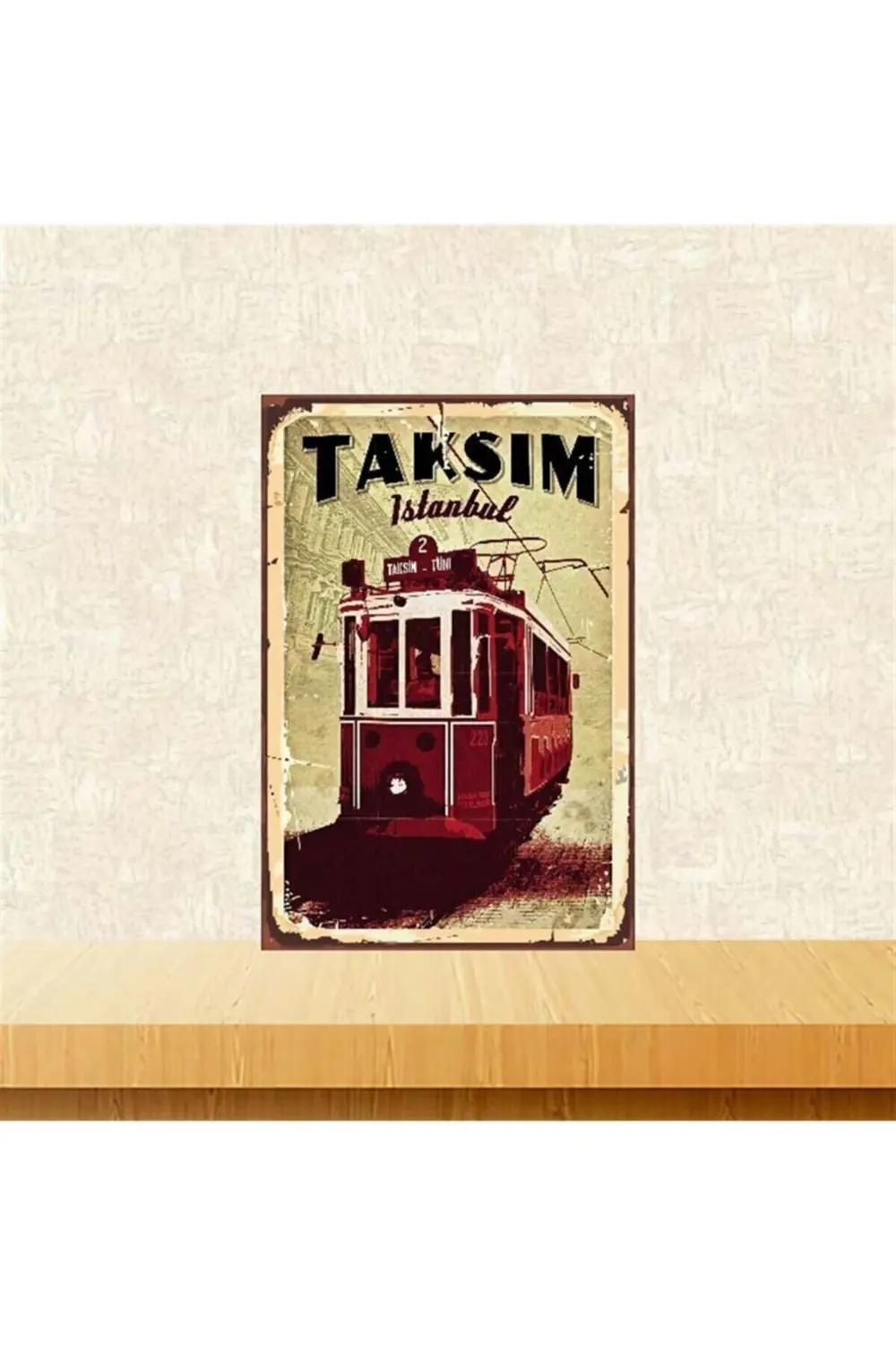 Taksim Istanbul 20-30 Cm Retro Ahşap Poster