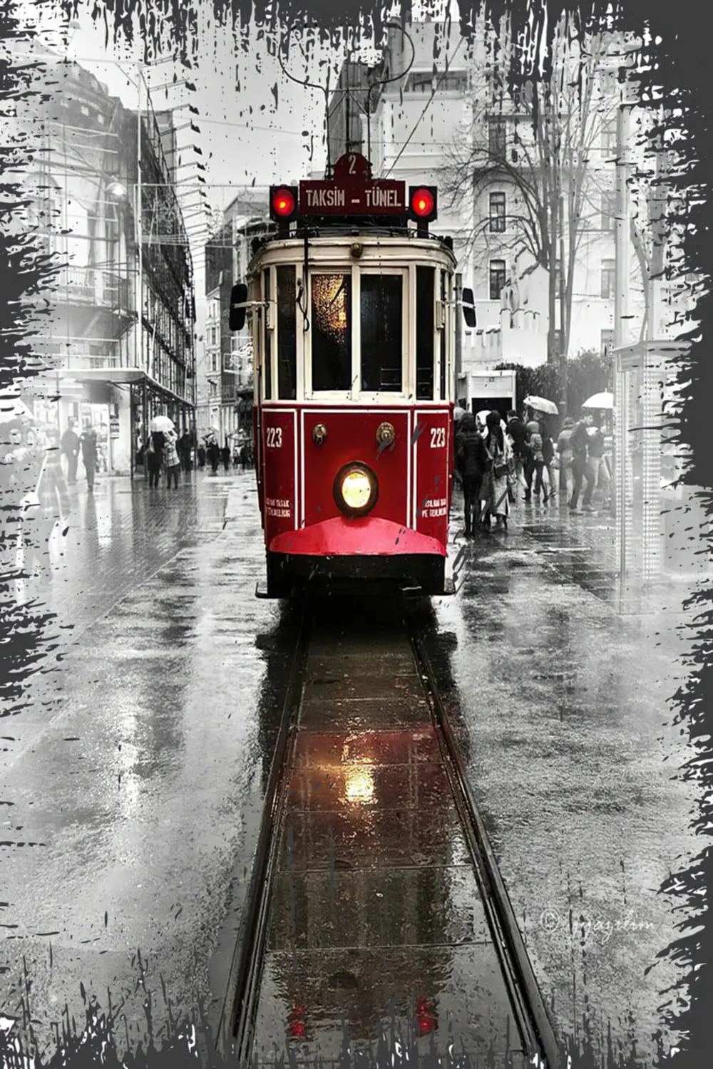 Taksim Tünel Tramvayı Retro Ahşap Poster Özel İstanbul Koleksiyon