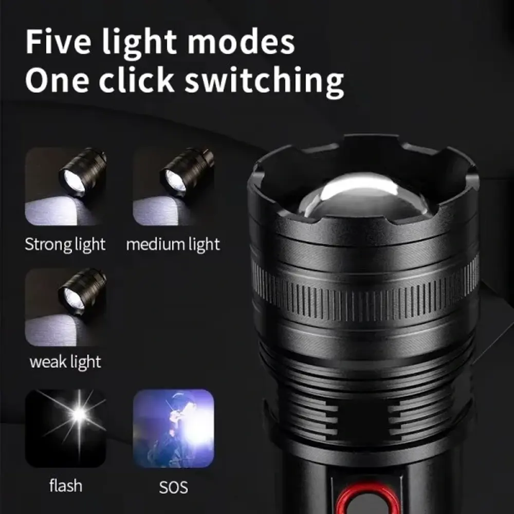 Taktik LED El Feneri 2000m, Güçlü Uzun Menzilli LED El Feneri XA-