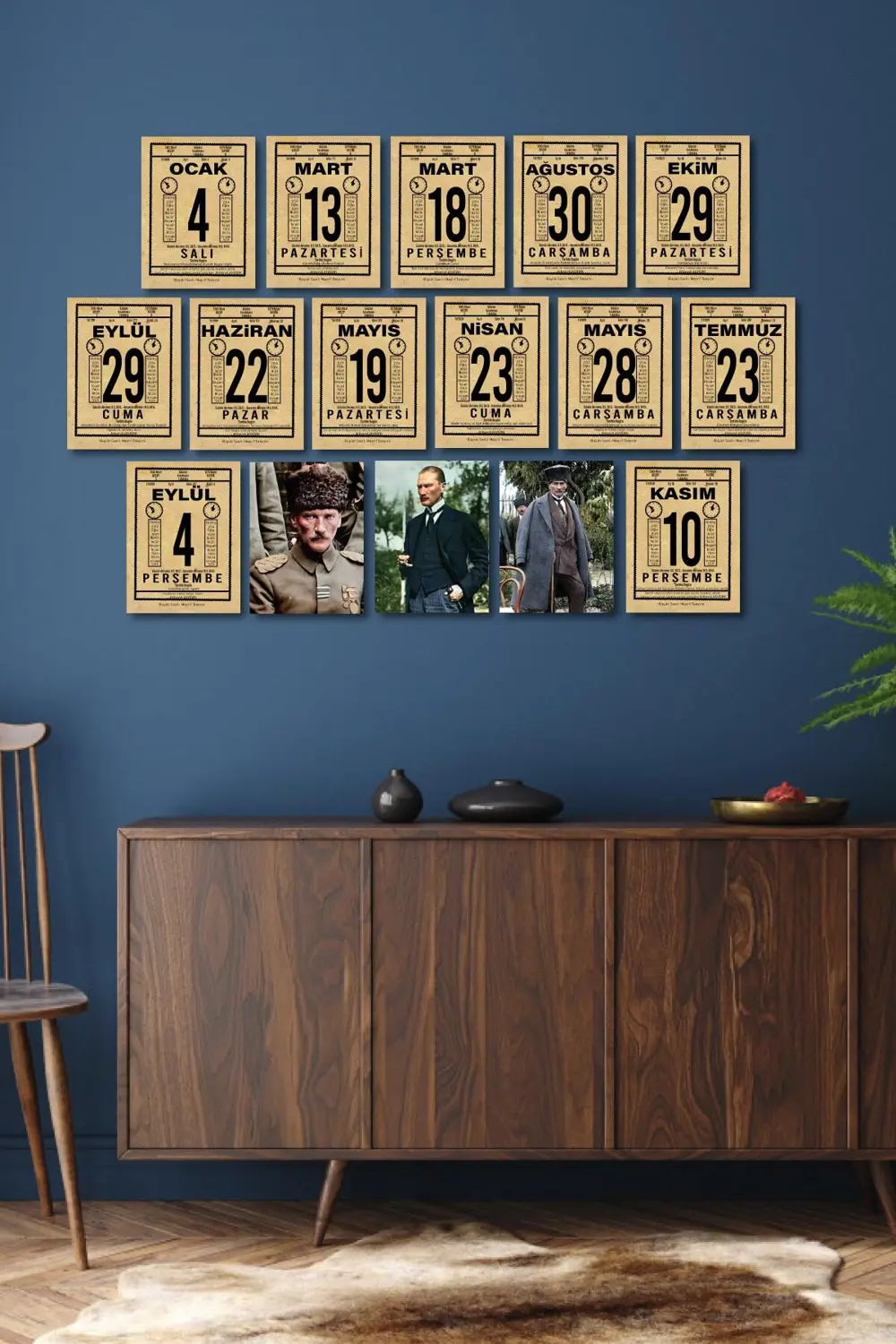 Takvim Yaprakları Ile Atatürkün Hayatı 16 Lı Ahşap Tablo Seti, At