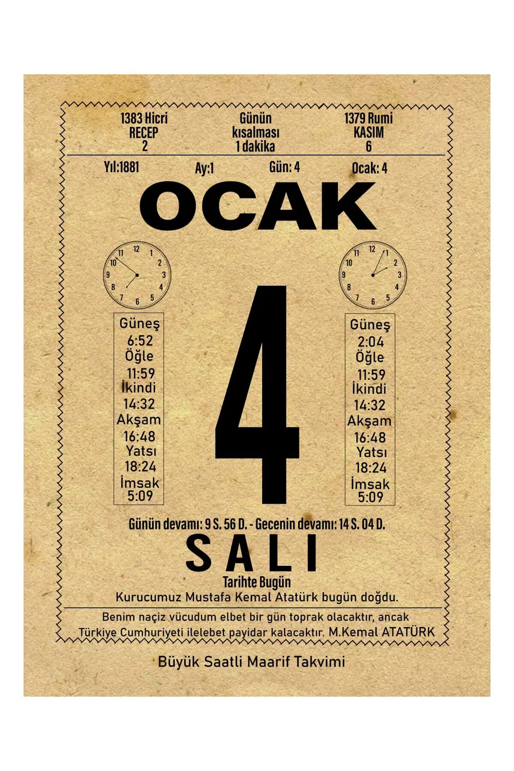Takvim Yaprakları Ile Atatürkün Hayatı 16 Lı Ahşap Tablo Seti, At