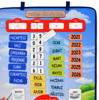 Takvimi Öğreniyorum (2024) Keçe Duvar Panosu , Eğitici Oyuncak Takvimi Öğreniyorum (2024) Keçe Duvar Panosu , Eğitici Oyuncak
