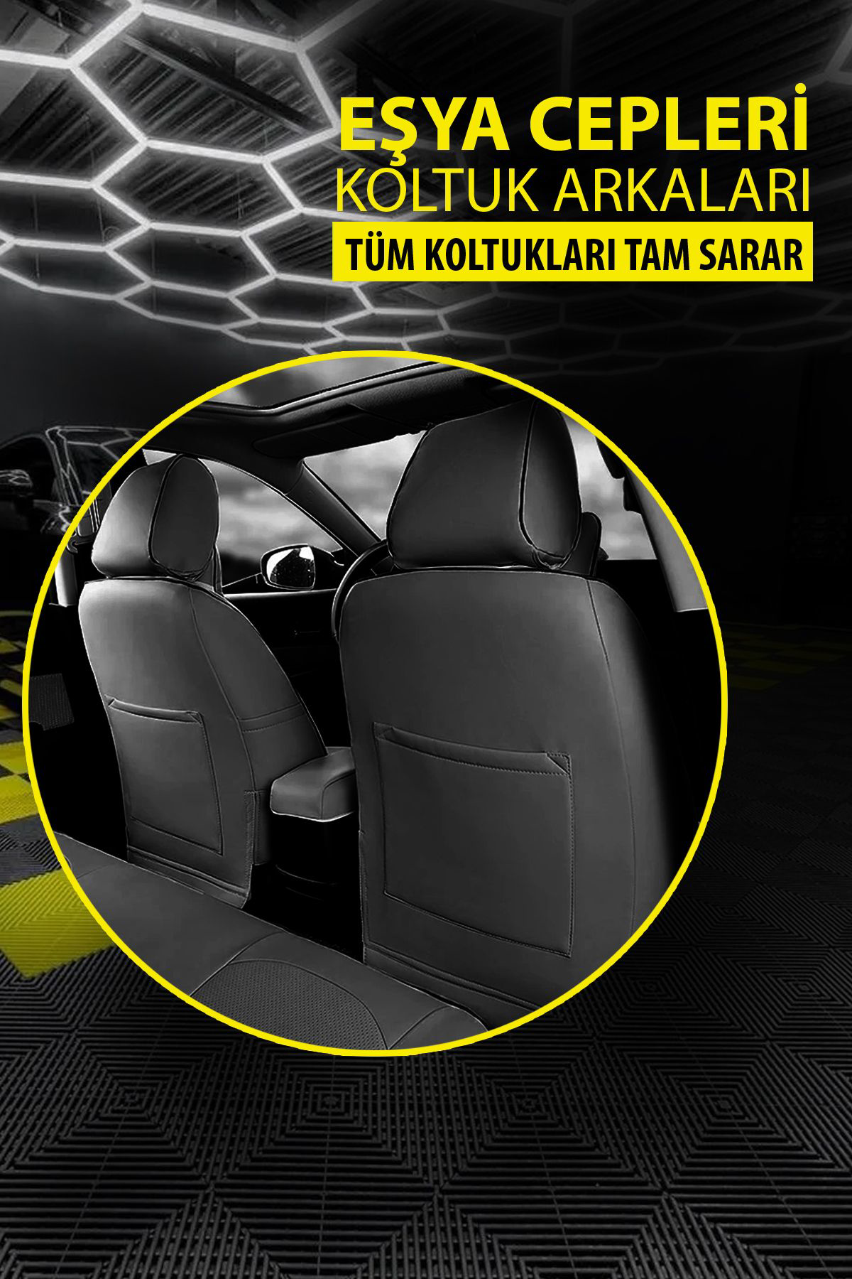 Talos Serisi Carbon Deri Detaylı Taytüyü Oto Koltuk Kılıfı Ön Ark