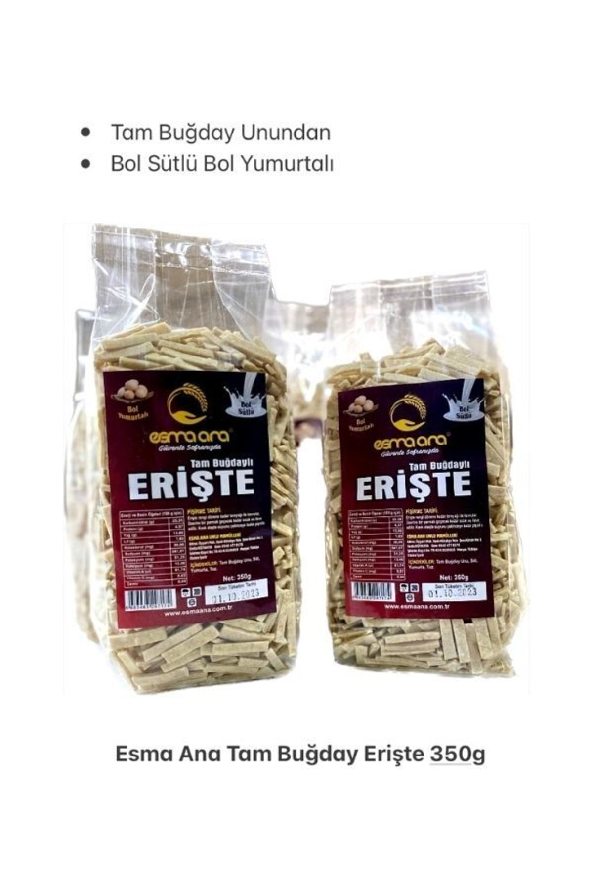 Esma Ana Tam Buğdaylı Erişte 350 Gr